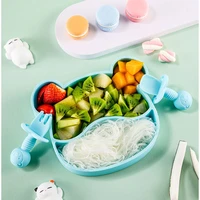 baby bear silicone tableware dishes plate spoon fork solid food sucker self feeding for kids children microwave creative gift