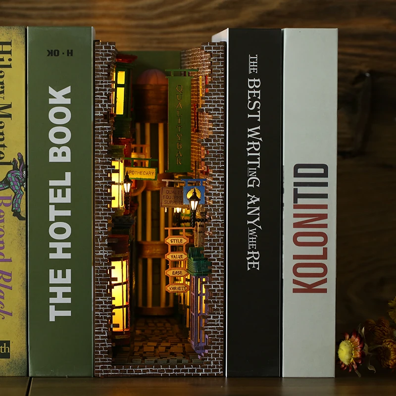 

DIY Книга Уголок древесины частей (по обеим сторонам), модель здания комплект с светодиодный светильник, 3D деревянный PuzzleInserts арт частей (по об...