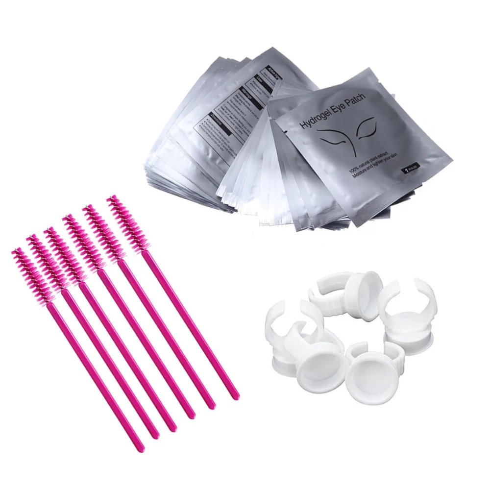 

100 Pairs Eye Shadow Protector Pads Eye Patches & for Lower Eyelid (Pearlescent) & 100 Pcs Grafting Eyelash Brushes (Rose Re