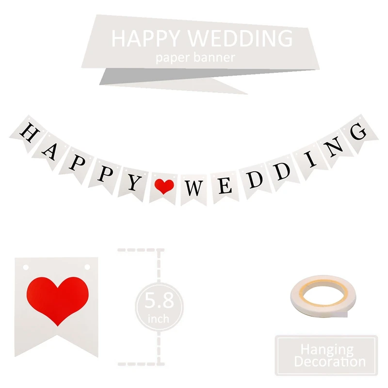happy wedding Свадебные фото стенды реквизит только что замужние девичник день рождения фотобудка украшения аксессуары свадебный душ - Цвет: happy wedding