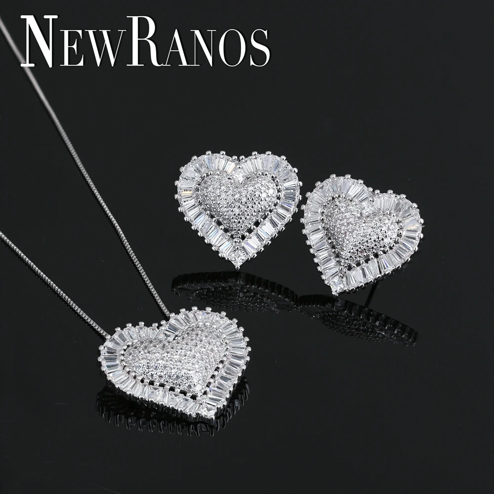 Женский комплект украшений в форме сердца Newranos ожерелье с микро кубическим