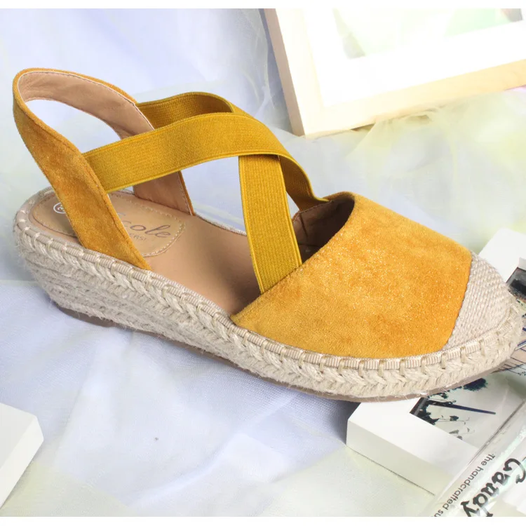 

Women Shoes Suede Wedges High Ankle Sandals Round Toe Casual Shoes High Slope Round Head Sandals Zandalias De Verano Mujer