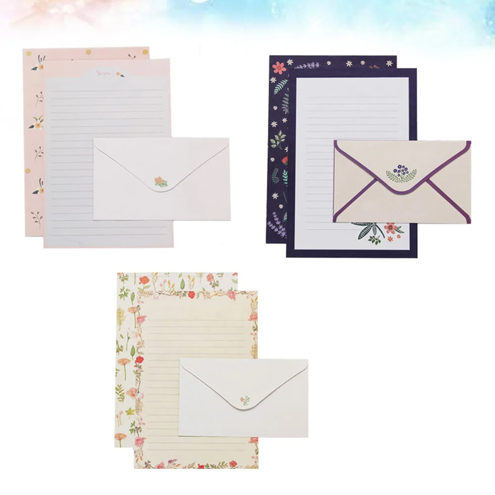 

6 Sets of Letter Papers Simple Colorful Beautiful Flower Printing Letter Papers