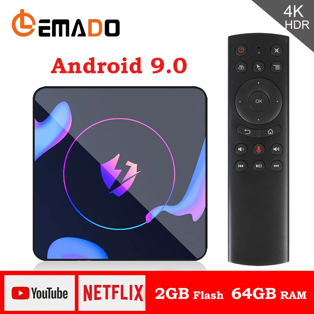 LEMADO Breathing light TV Box Android 9 0 4K RK3318 4 Гб 64 Netflix Youtube Google Voice Assistant LET1 0|ТВ-приставки и