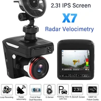 x7 2 in 1 car dvr dash cam radar detector 2 31 inch ips display hd dashboard camera vehicle anti radar detector flow velocity