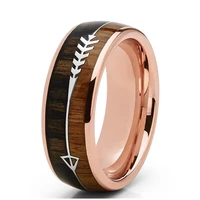 8mm men rings stainless steel wood inlay arrow wedding band charms finger ring for men jewelry party gift accessories