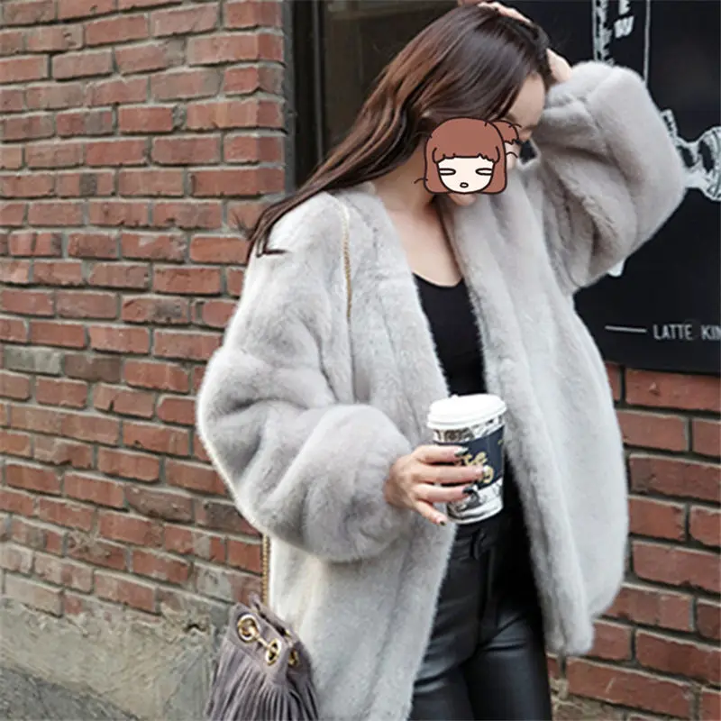 

Plush Fur Coat Women 2020 Autumn And Winter Imitation Mink Fleece Jacket Mid-Length Rabbit Furry Loose Cardigan Outerwear y1237