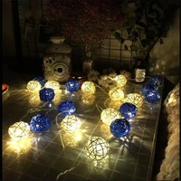 20 globes led christmas white dark blue rattan ball light 4m string lights for banquet home and trees holliday decorations