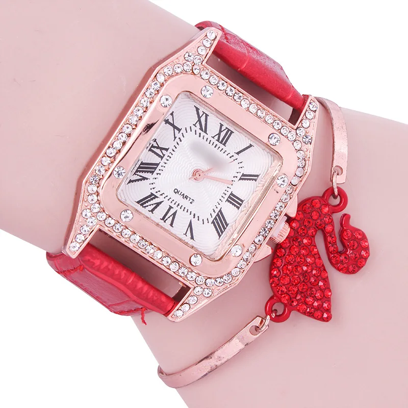 

Fashion Rhinestone Leather Casual Women's Watch Crystal Quartz Watch