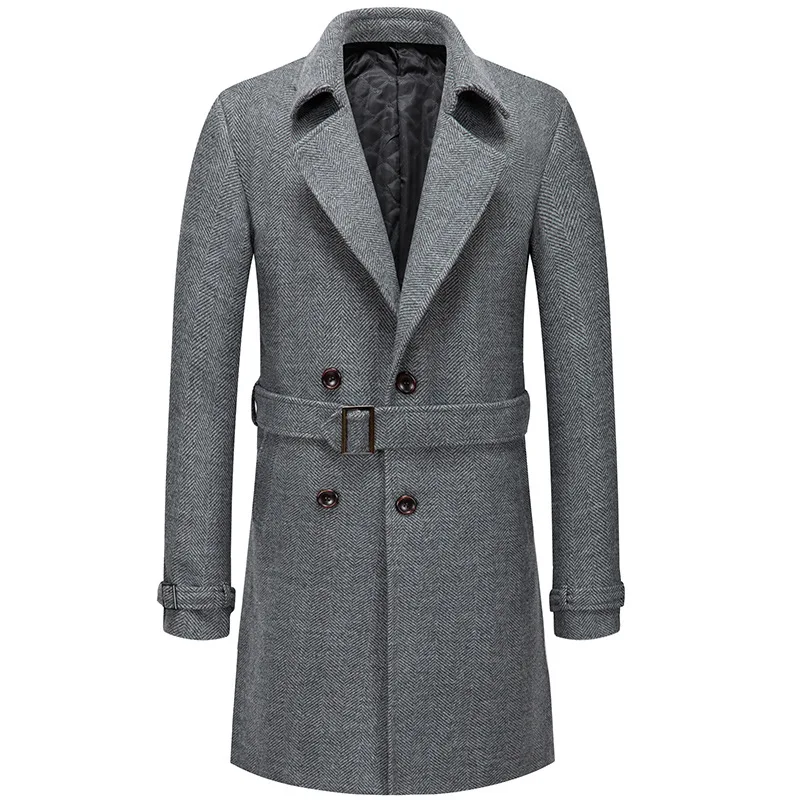 

2020 New Long Excellent Quality Peacoat Gray Khaki Color Mens Winter Wool Overcoat