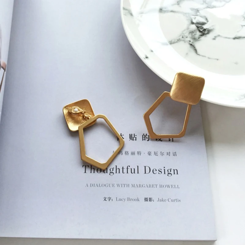 Увеличенные большие матовые золотые серебряные клипса геометрической формы На