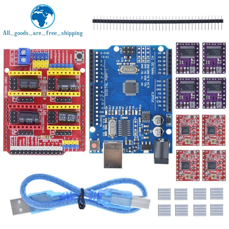 TZT ЧПУ щит V3 гравировальный станок 3D печать + 4 шт. DRV8825 или A4988 Плата расширения
