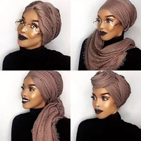 runmeifa 2021 fashion women solid crinkle hijab fold shawl foulard femme soft pure wrap for lady multi color scarf drop shipping