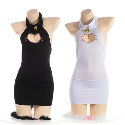 Японский в стиле лолита с рисунком из аниме милый кот для ночного клуба пикантные