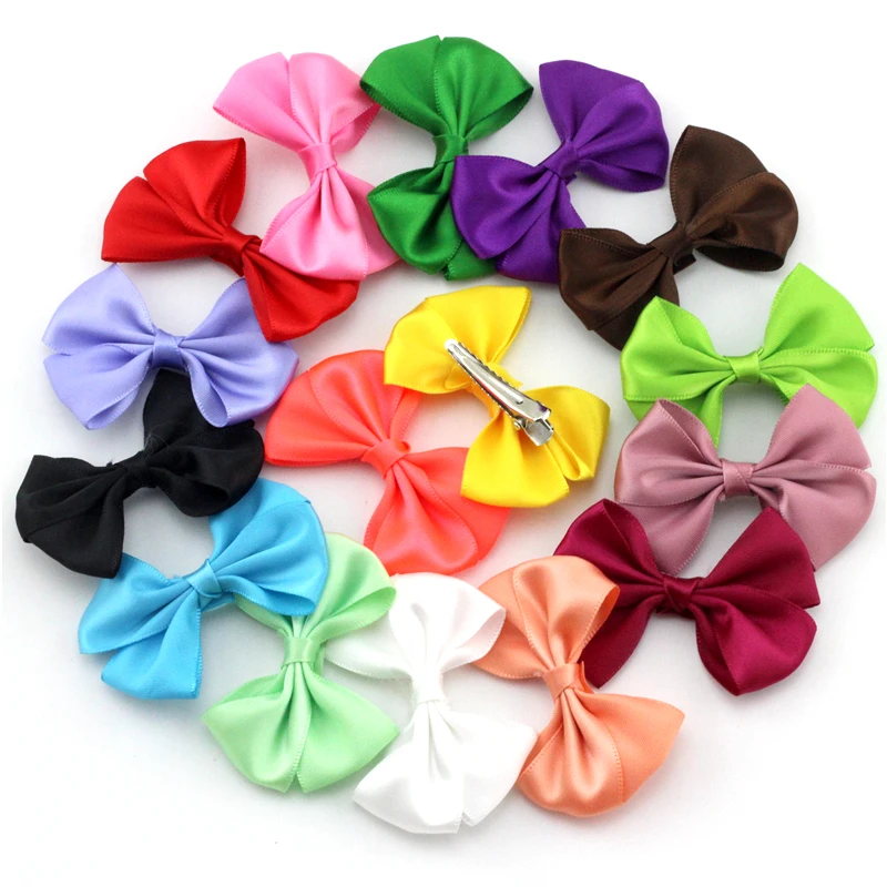 Pick 10 ярких цветов ленточные зажимы для волос с бантом маленьких девочек