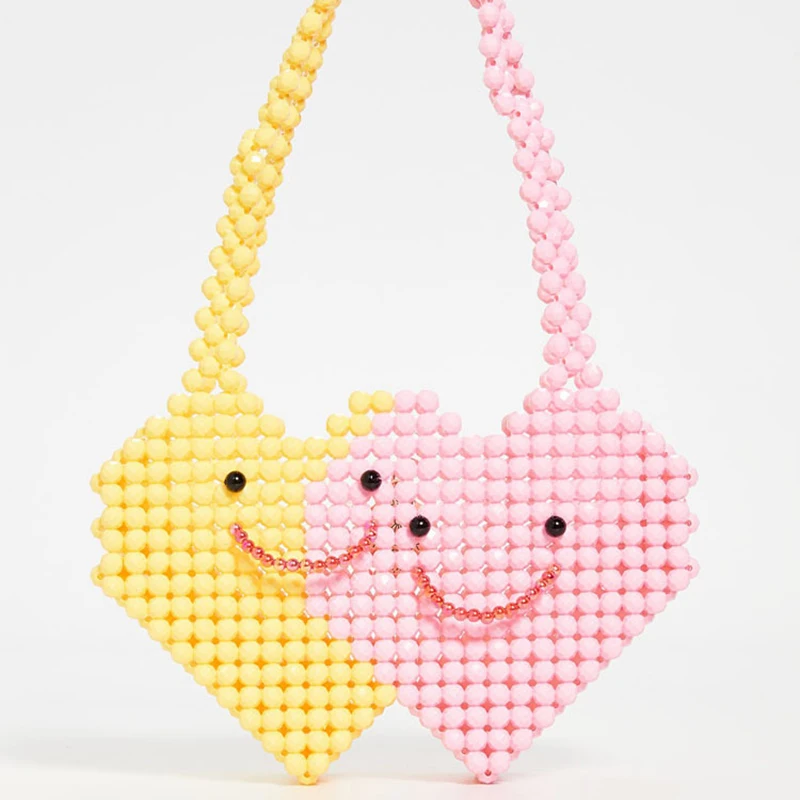 Сумка в форме сердца с улыбающимся лицом модная новая сумка жемчугом ручной