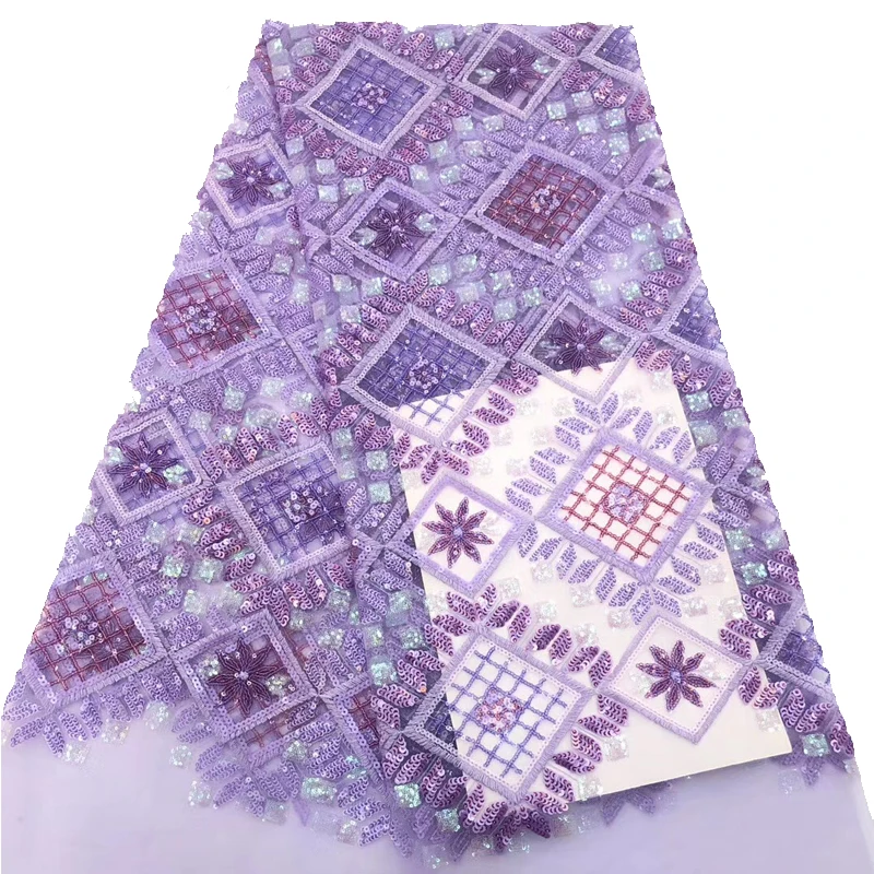 

2020 High Quality Tulle Sequins African Lace Fabric Embroidered Geometry Gorgeous Design Solid Lace Casual Polyester For Lady