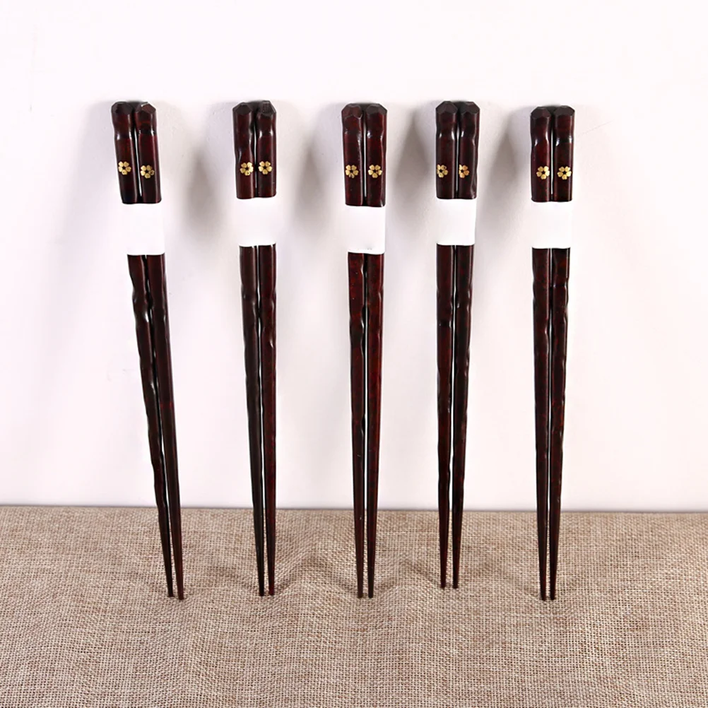

5 Pairs/Box Wood Cherry Blossom Chopsticks Sushi Snack Chopsticks Dishwasher-safe Chopsticks