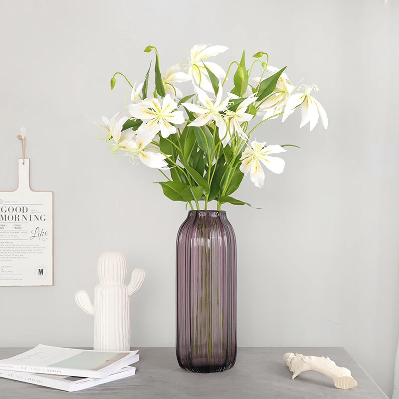 Искусственный букет лилий из искусственной кожи с 3 головками 73 см|Искусственные