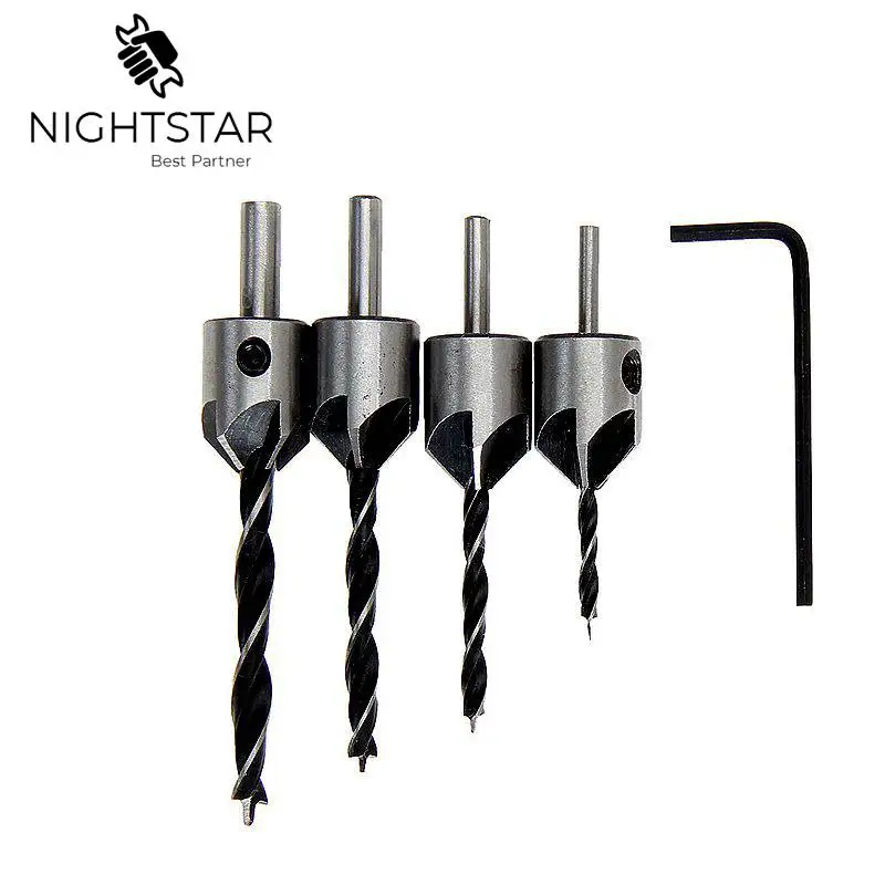 4 шт. HSS 5 Флейта Зенковка набор сверл пресс Набор фаски развертки
