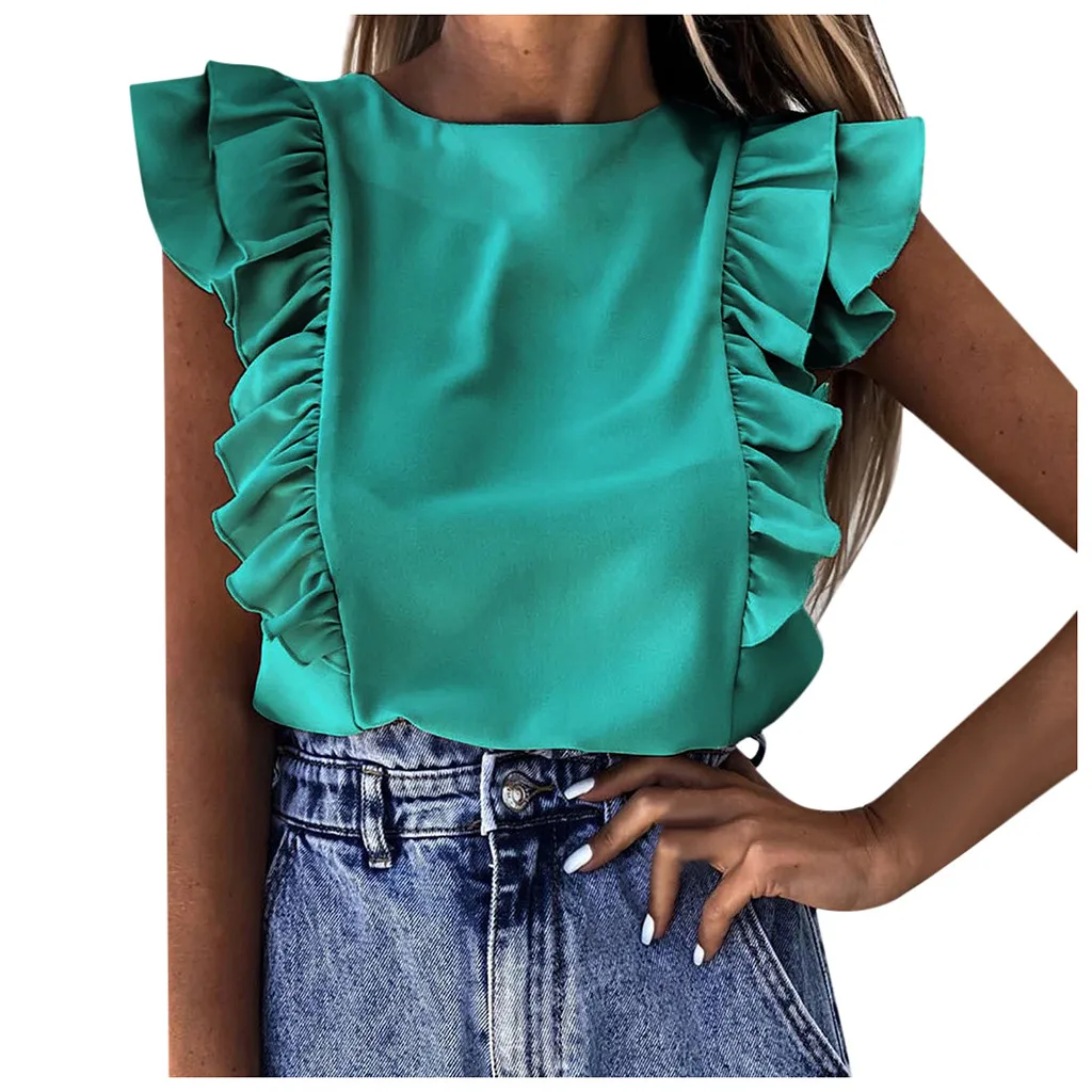 Женские блузки из кружевного Платья с коротким рукавом и О образным вырезом