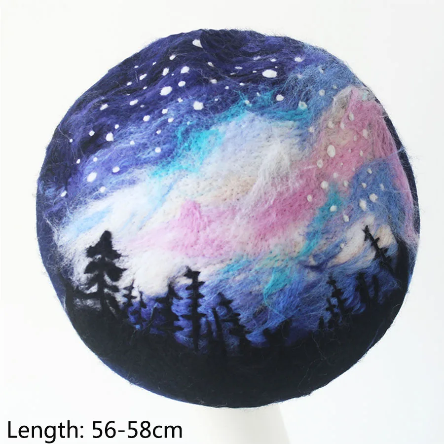 Ручной работы на заказ Шерсть фетр женский берет ручной художника шляпа