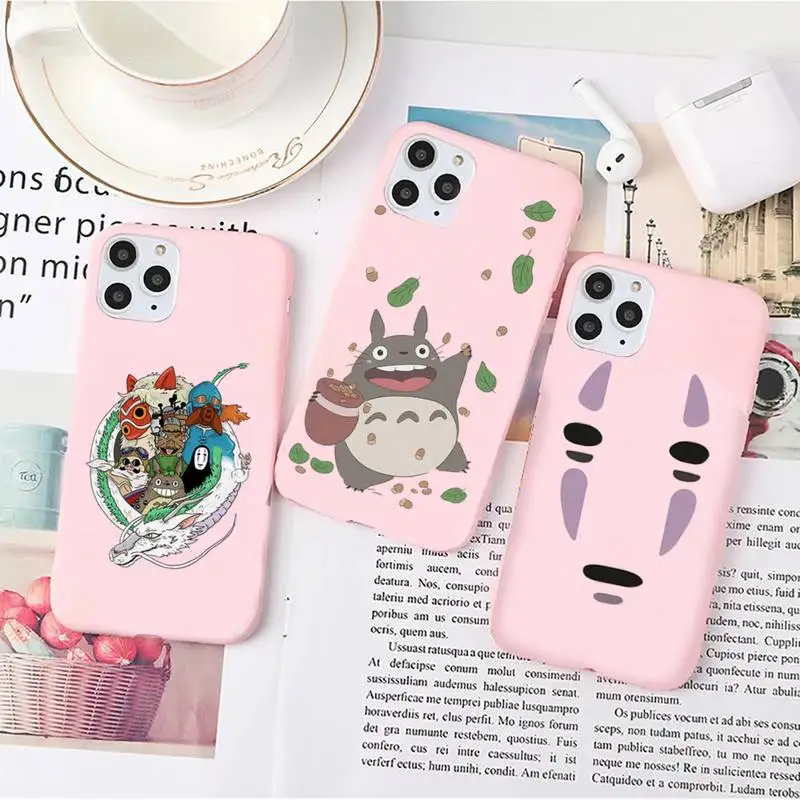 

Totoro Miyazaki Hayao Spirited Away Phone Case Candy Color for iPhone 6 7 8 11 12 s mini pro X XS XR MAX Plus