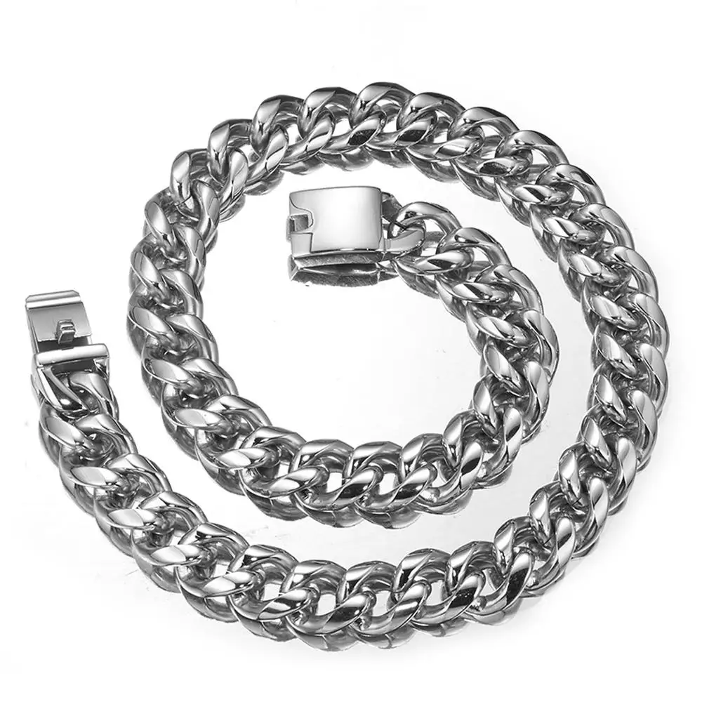 

Length 7-40" 19mm Huge Heavy Silver Color Cool Jewelry Stainless Steel Cuban Curb Link Chain Men Necklace Or Bracelet Bangle