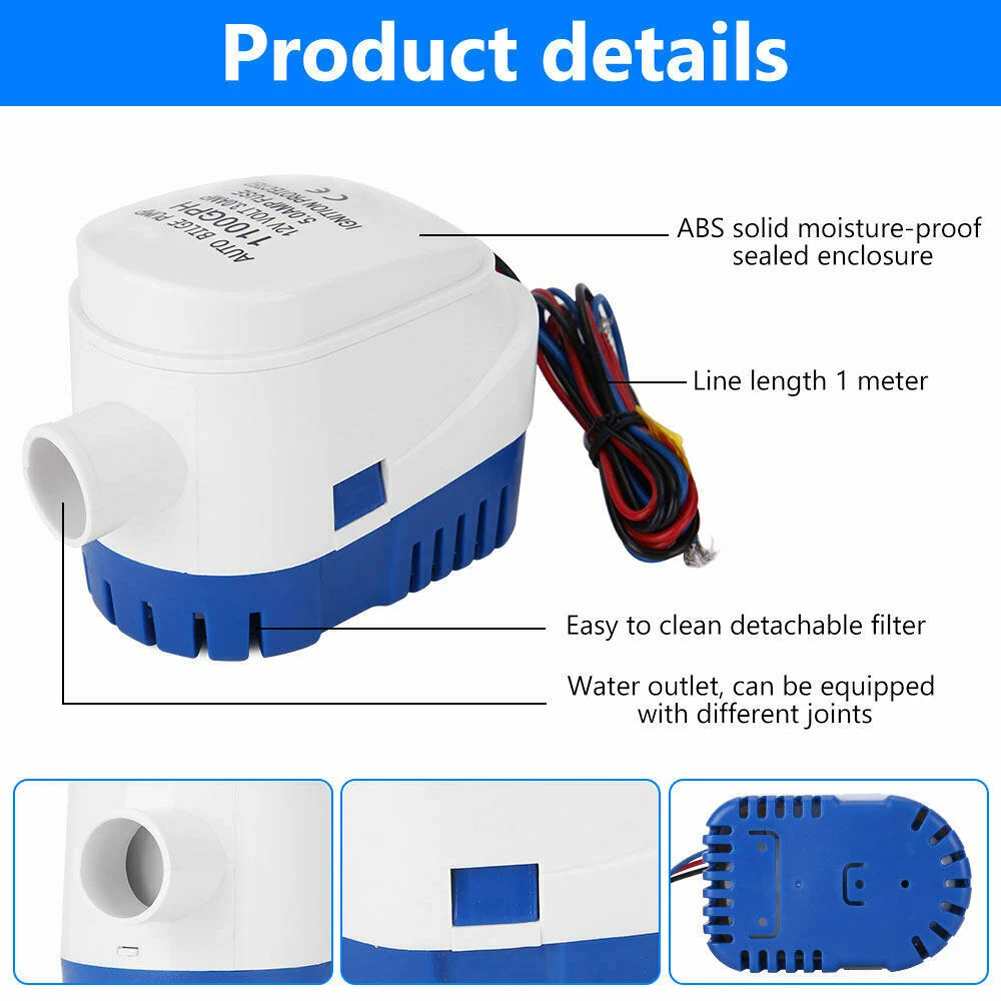 Автоматический откачивающий насос для лодки погружной Электрический водяной