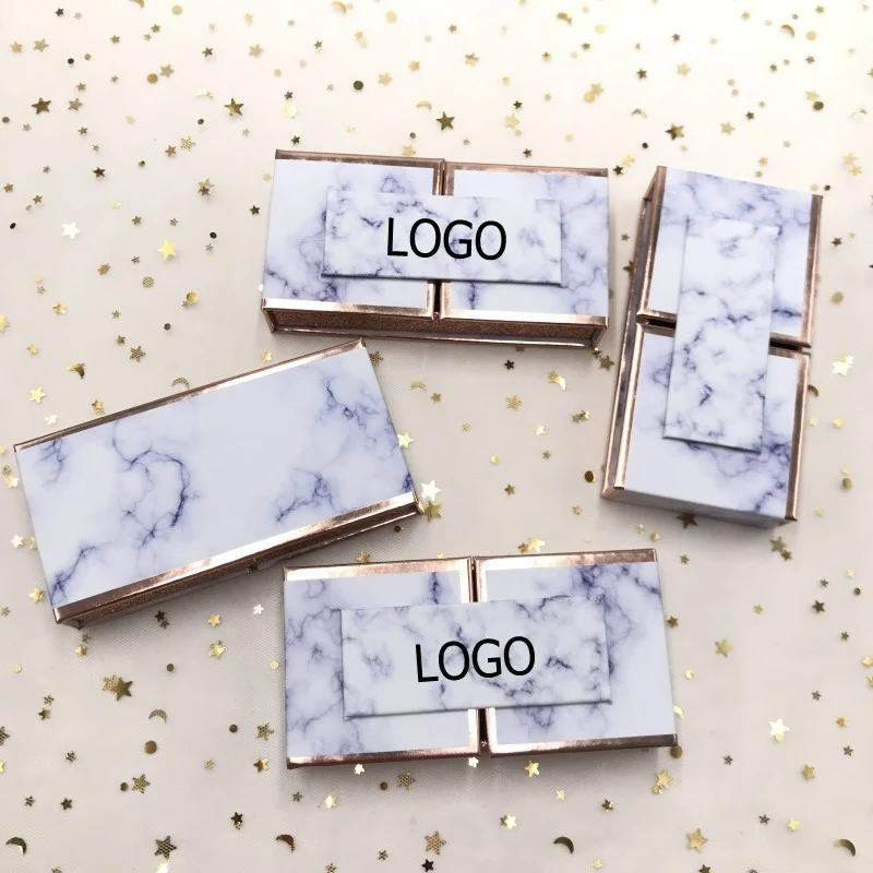 

Custom Private LOGO Eyelashes Packaging Print Logo for 27mm 25mm Lashes Marble Box