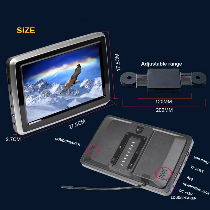 10.1 Inch Car Universal Headrest Display Hd Led Lcd Digital Screen External Dvd Avi/Usb Bluetooth Player | Автомобили и мотоциклы