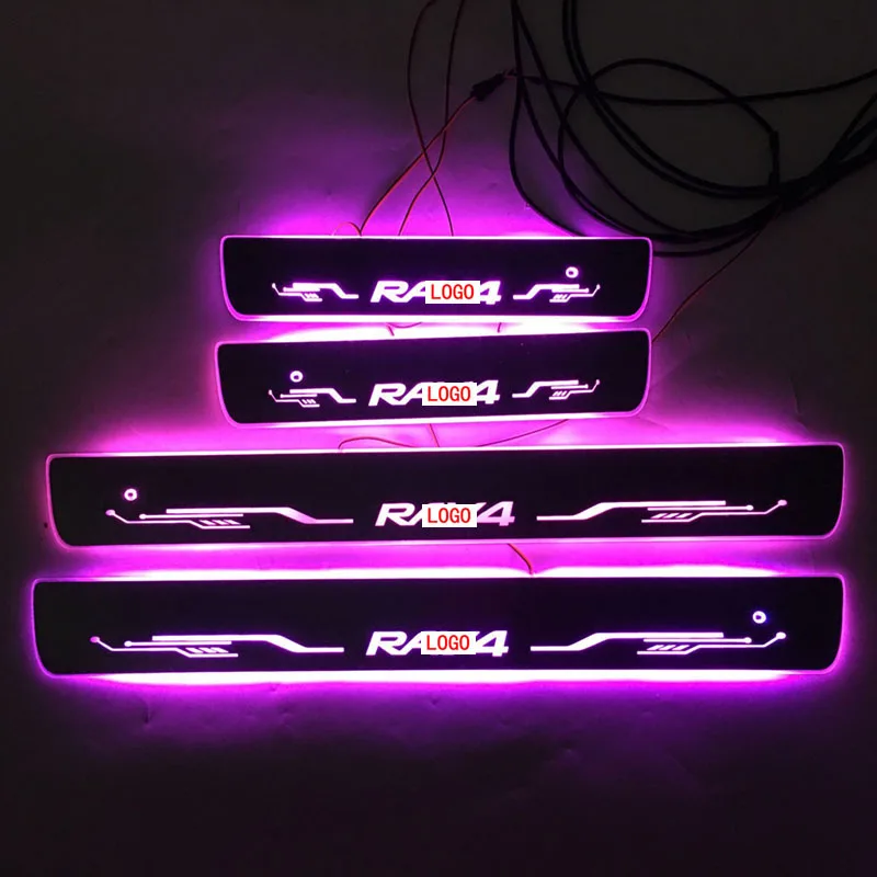 Для RAV4 дверная динамическая Светодиодная лампа Накладка на порог приветственная