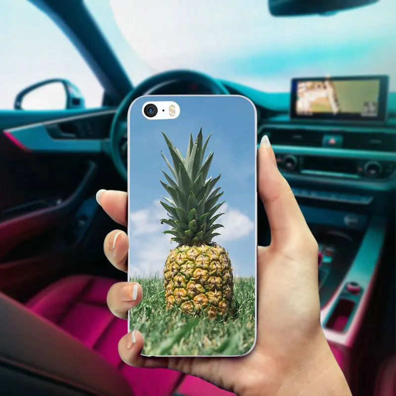 Цветной Мягкий ТПУ чехол для телефона с изображением фруктов ананаса iPhone X 8 7 6S 6