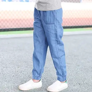 2021 новые детские тонкие джинсы для мальчиков и девочек летние повседневные штаны в полоску тонкие брюки