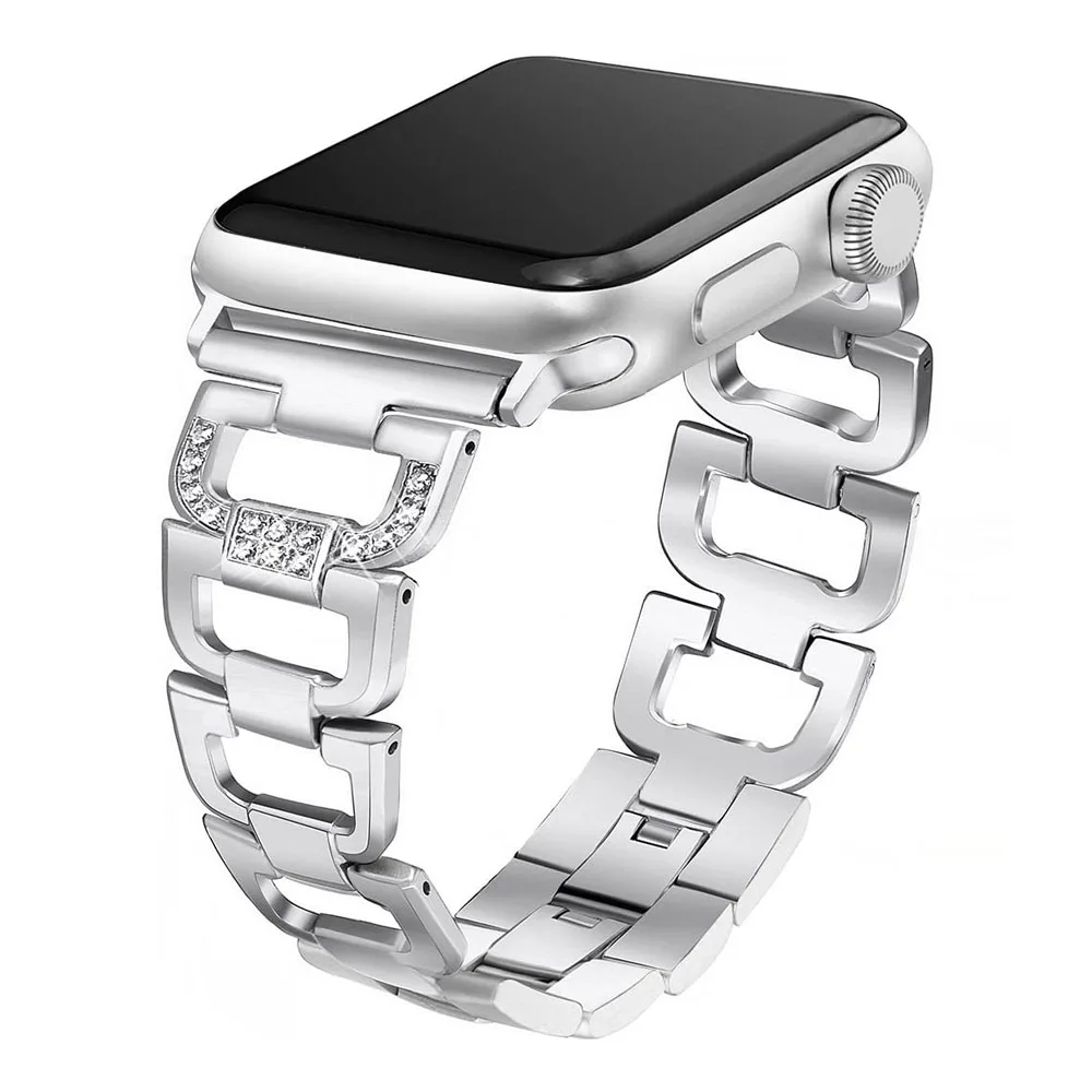 Ремешок металлический для Apple Watch Series 6/5/4/3/2/7 серебристый 38/41 мм | Наручные часы