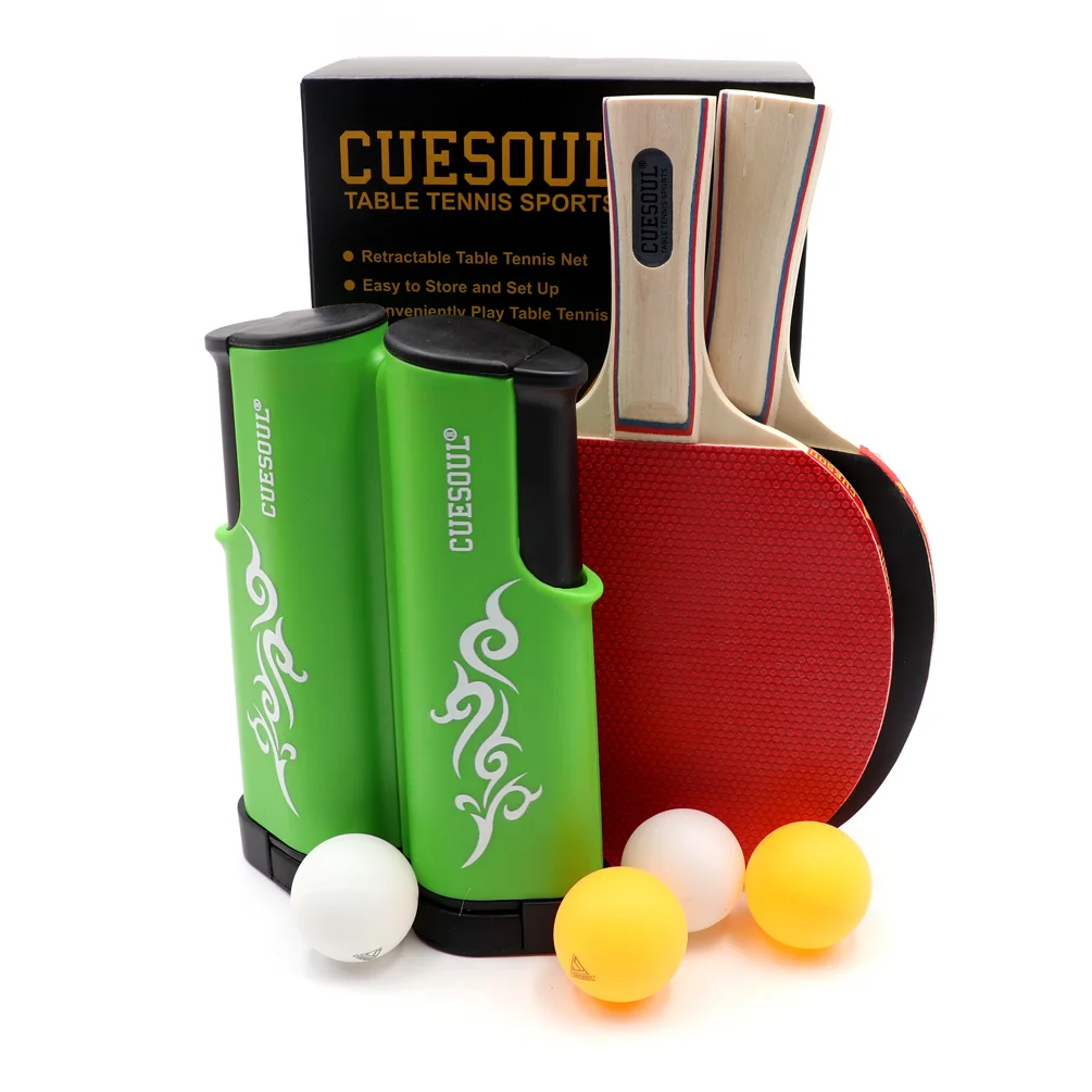 

CUESOUL 2 players Table Tennis Set with 2 Paddles and 4 Balls Retractable Net
