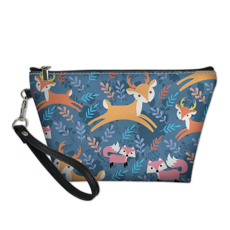 

HYCOOL Ladies Cosmetic Bags Cute Fox Deer Printed Makeup Case Portable Travel Handbag Fashion Casual Zipper Toiletry Bag Women