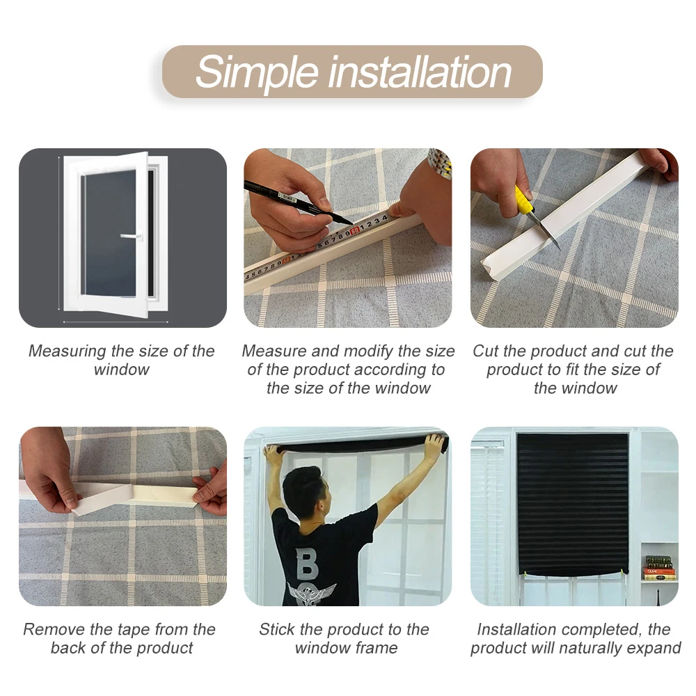 Самоклеющиеся плиссированные жалюзи занавески для окна полузатемненные оконные