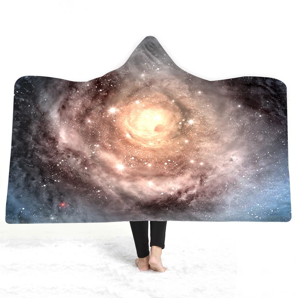 1 Новое поступление Vortex Space Galaxy 3D набивное Флисовое одеяло с капюшоном зимнее теплое Коралловое Флисовое одеяло s для детей и взрослых - Цвет: 1