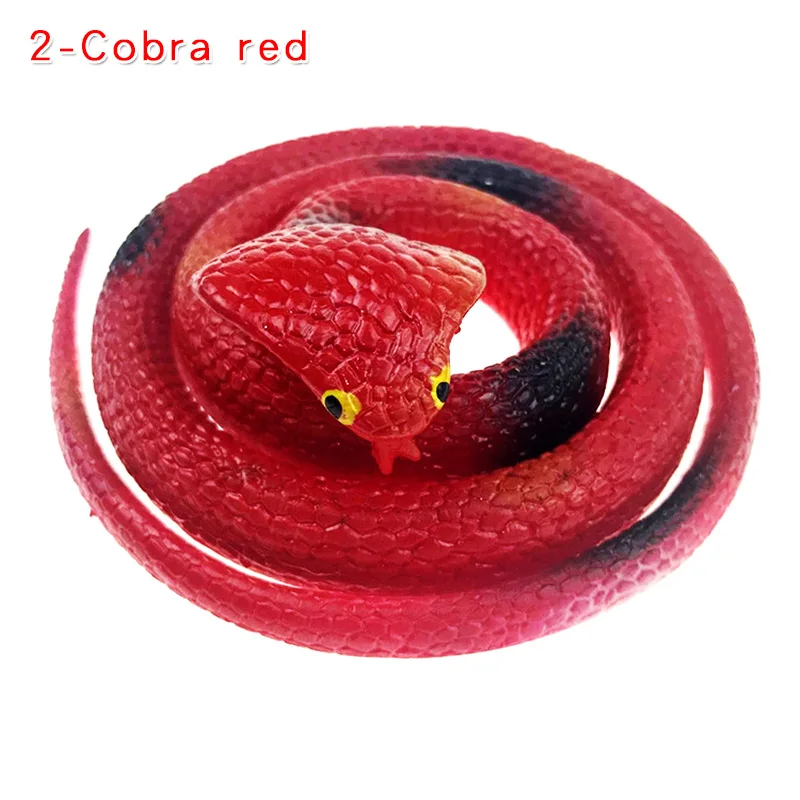 2-Cobra red Моделирование мягкая резиновая игрушка "Змея" модель страшная поддельная змея хитрая пародия розыгрыш на Хэллоуин реквизит подарки Декор дети кляп шутки шалость игрушки - Цвет: 2-Cobra red