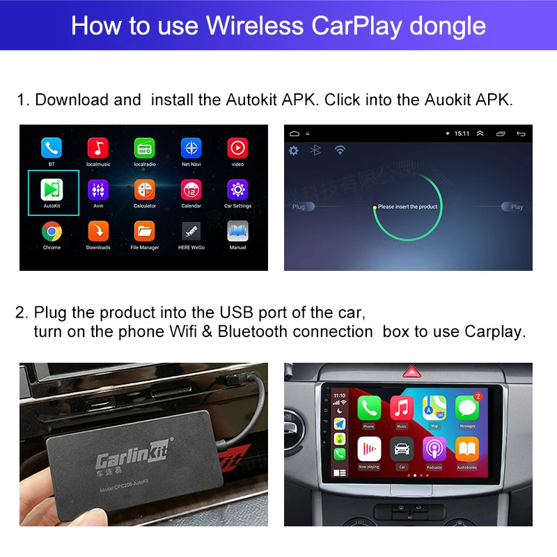 

Carlinkit Wireless CarPlay Mobile Phone Navigation Module for iPhone Android Wireless Bluetooth Mobile Phone Projection Box