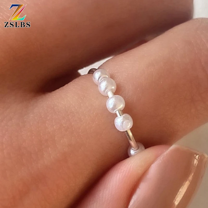 

Fidget Beads Fidget Ring Spinner Spiral Simulated Pearl Fidget Rings Rotate Freely Anti Stress Anxiety Ring Toy For Girl Women