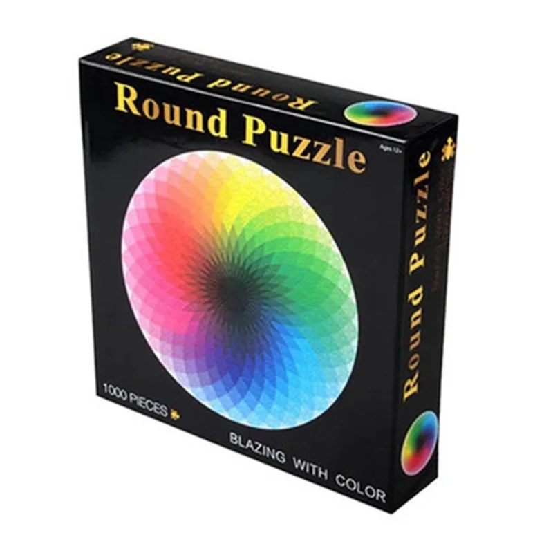 

1000 pcs/set Colorful Rainbow Round Geometrical Photo Puzzle Adult Kids DIY Educational Reduce Stress Toy Jigsaw Puzzle Paper