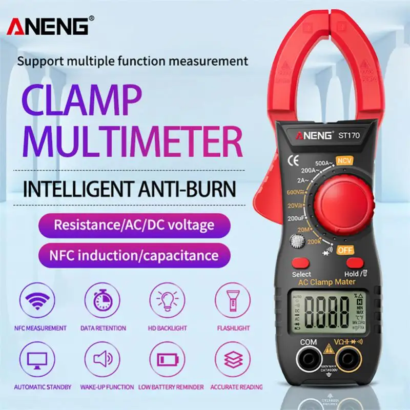 

High Precision Digital Clamp Meter DC/AC Current Pliers Ammeter Voltage Tester 1999 Counts Car Amp Hz NCV Ohm Tester Multimeter