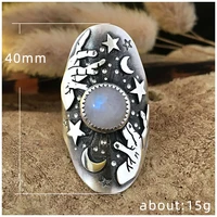 personalized oval vintage silver plated moonstone ring men and womens jewelry fashion new starry creative magician ring