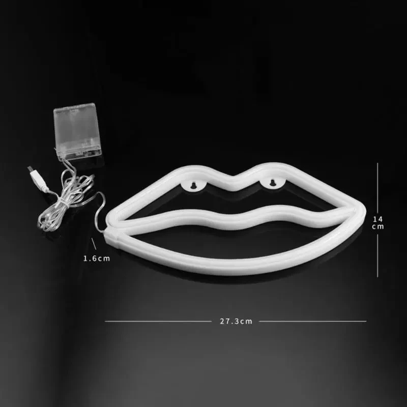 

LED Red Lips Neon Fairy Lights Sign Indoor Night Lamp For Bedroom Wall USB Battery Power Wedding Party Christmas Decoration