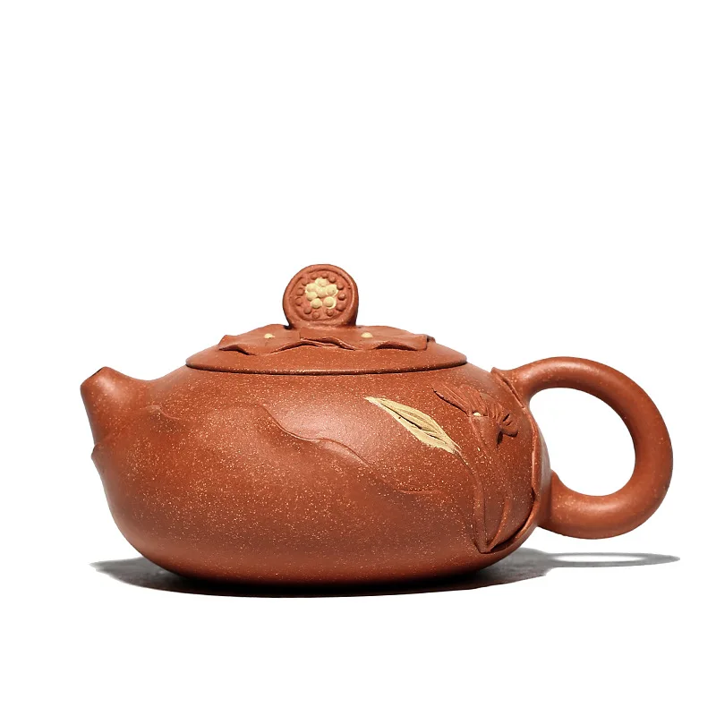 

Yixing Zisha teapot yuan Youjun's hand made raw ore downhill clay lotus interesting flat Xishi tea set home gifts