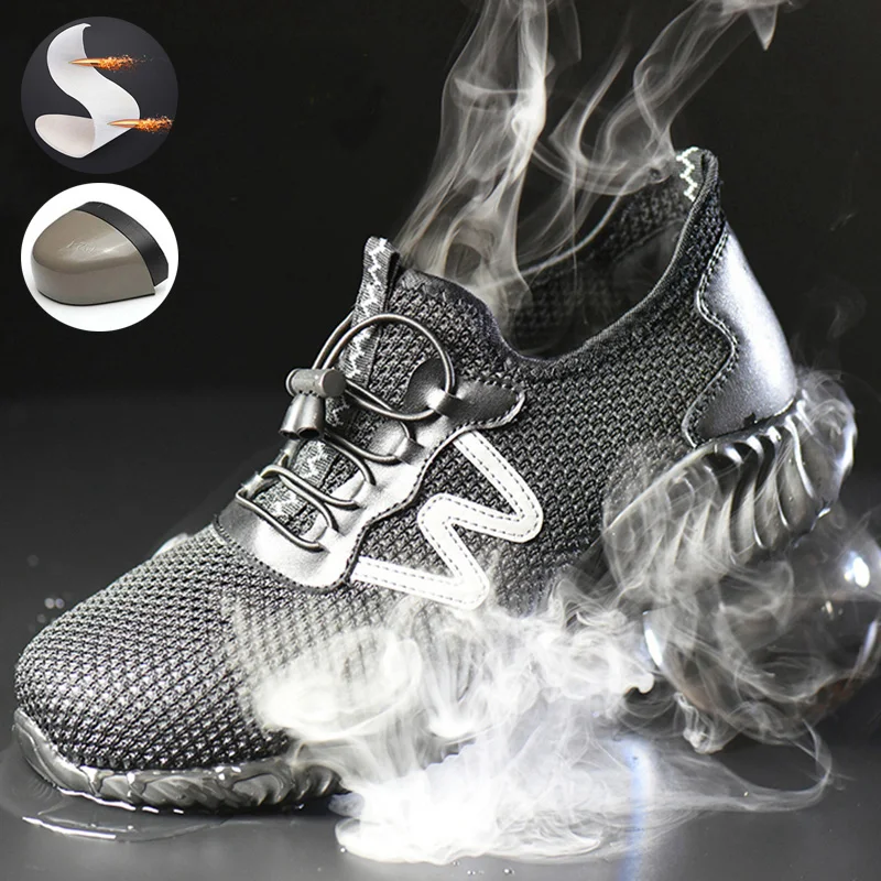 Мужская защитная обувь дышащая Летняя женская и мужская противоскользящая