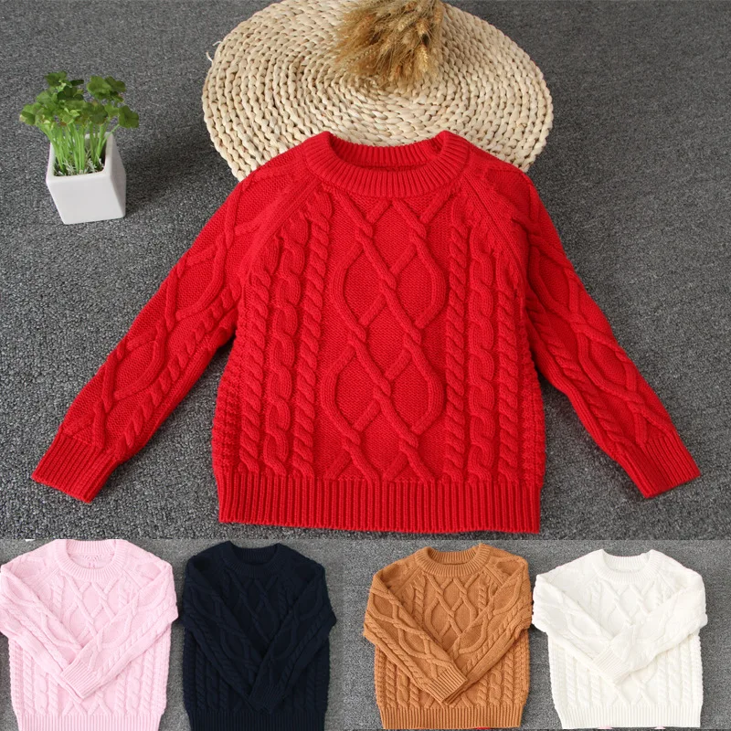 Осенний Детский свитер вязаные однотонные свитера для маленьких мальчиков и