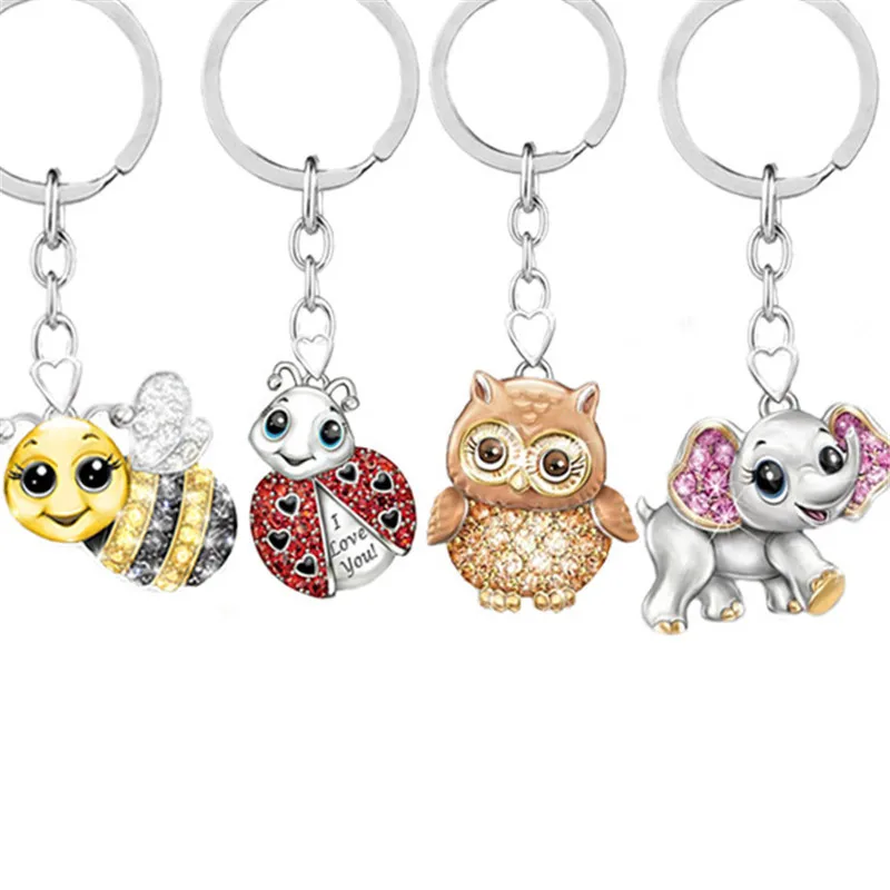 Модный изящный милый мультяшный слон кулон брелок пчела сова Божья коровка